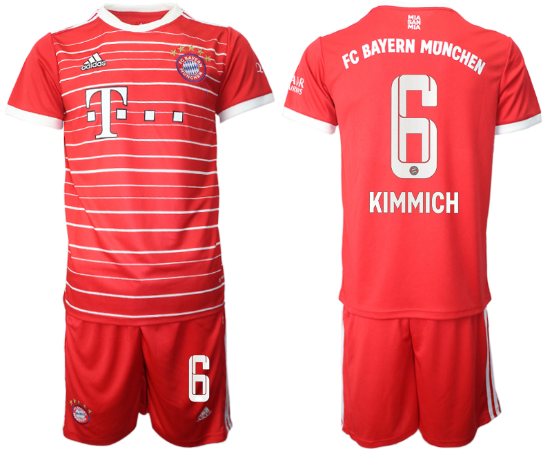 Cheap Men 2022-2023 Club Bayern Munich home Red 6 Adidas Soccer Jersey